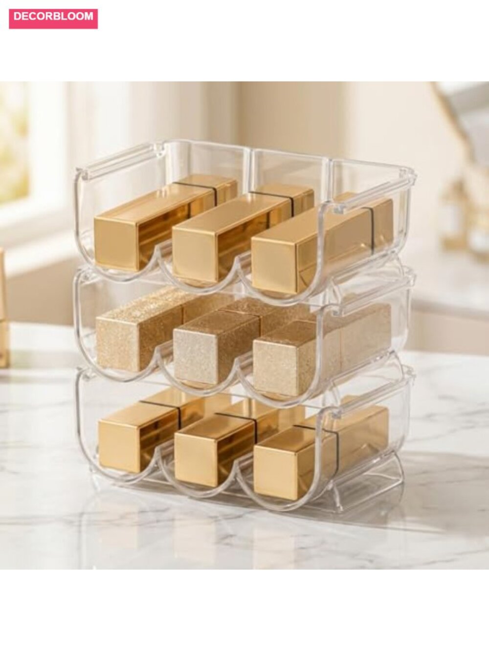 3-Tier Stackable Acrylic Lipstick Organizer Cosmetic Display Case Vanity